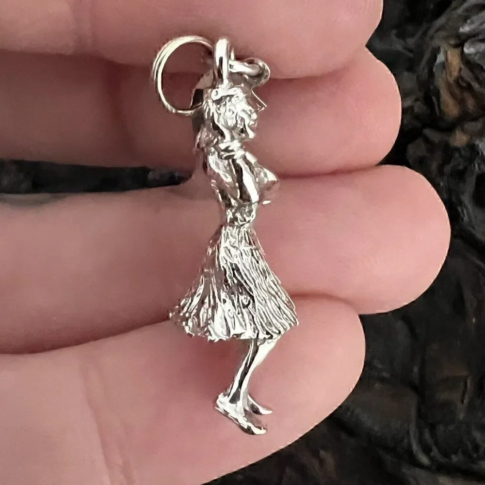 Vintage Sterling Silver Charm Hawaii Hawaiian Hula Girl Dancing Vacation Holiday